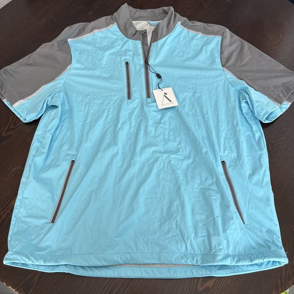 Above The Links Golf Pullover Men XL Aqua Gray Half Zip Performance Shirt